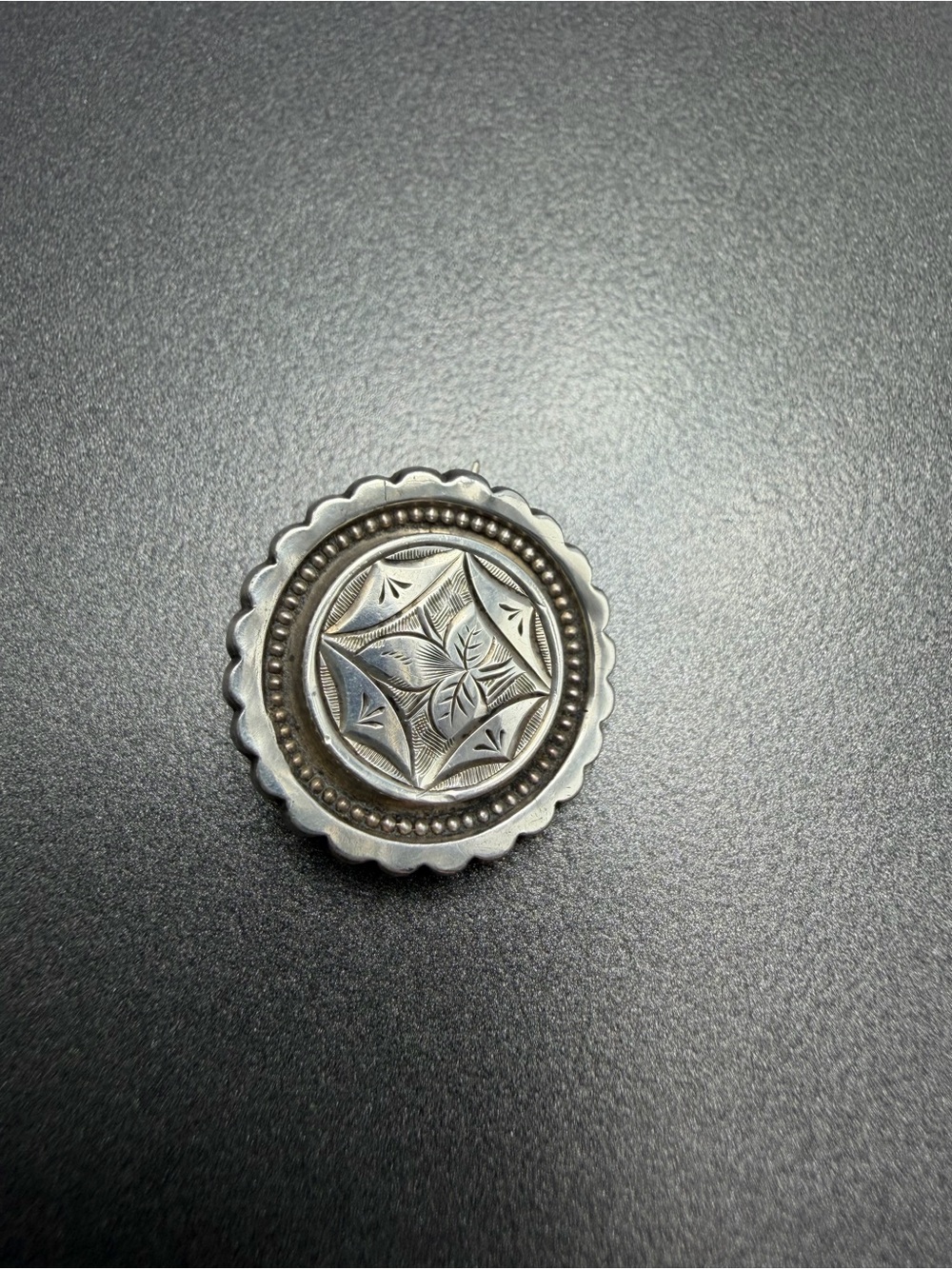 Antique Victorian White Metal Brooch #5an